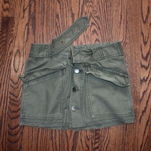 Free People army green denim skirt